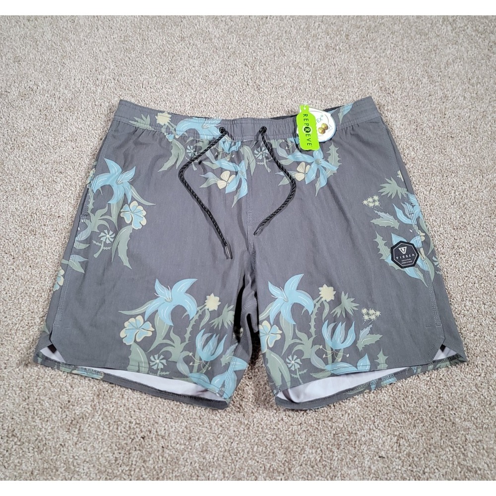 Vissla Boardshorts Size XXL Gray Printed Swim Trunks Beach 7'' Inseam Surf NWT